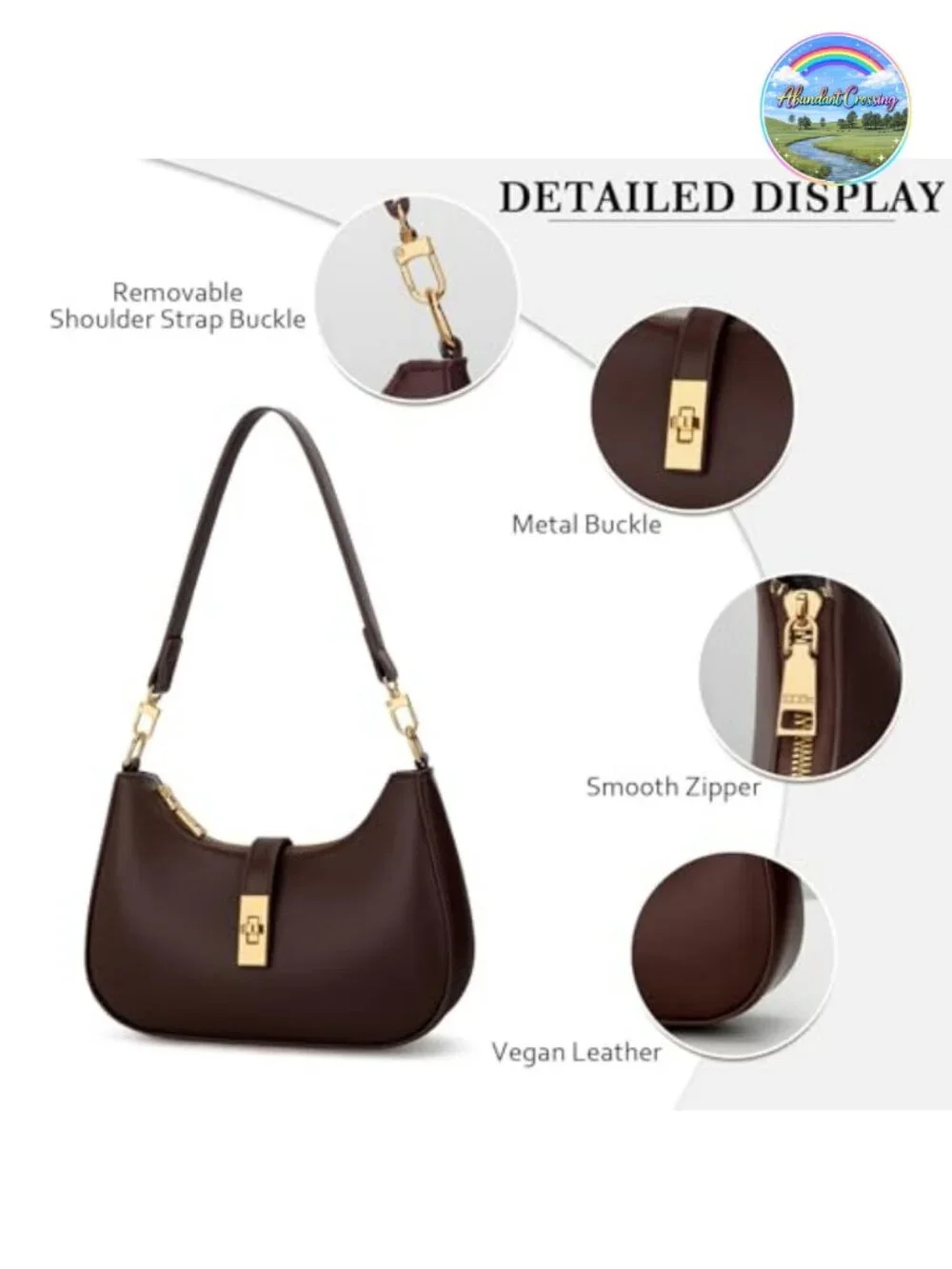 Cute Hobo Handbag Vegan Leather Faux Leather Shoulder Bag Crossbody Zipper